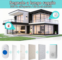 Carica l'immagine nel visualizzatore di Gallery, Pulsante Emergenza Anziani, Pulsante Salvavita Anziani, Campanello Emergenza Anziani, Sistema Chiamata Anziani con 58 Su