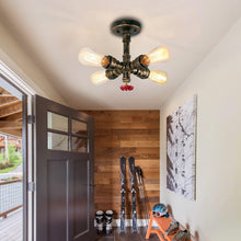 Carica l'immagine nel visualizzatore di Gallery, Plafoniera Industriale Lampada da soffittoper con 4 Yeste Lampada a sospensione a Tubo d'acqua Vintage Illuminazione E27