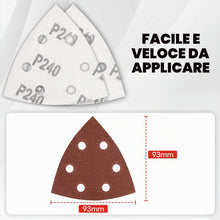Carica l'immagine nel visualizzatore di Gallery, SHALL 140 pezzi di carta vetrata triangolare, 93 x 93 x 93 mm, carta vetrata triangolare con a 6 fori, 7 grane: 40/60/80