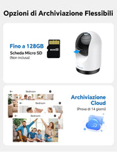 Carica l'immagine nel visualizzatore di Gallery, WOLFANG WS03 Telecamera Wi-Fi Interno 2K(3MP), Videocamera di Sorveglianza, Audio Bidirezionale, Visione Notturna, Tracc