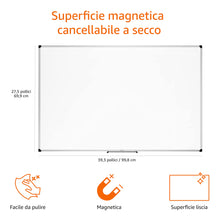 Carica l&#39;immagine nel visualizzatore di Gallery, Amazon Basics Lavagna bianco, cancellabile a secco, con supporto porta-pennarelli e bordi in alluminio, 90 cm x 60 cm