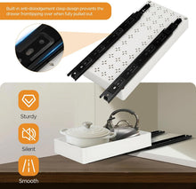 Carica l'immagine nel visualizzatore di Gallery, Cozary Organizzatore Cassetti Estraibili Cucina con Guide Silenziose – 3 Misure (13/18/27x40x7 cm), Installazione Senza Fori per Cucina/Bagno/Dispensa, Bianco