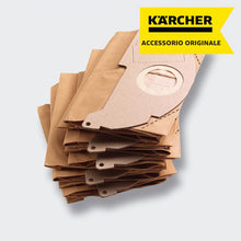Carica l'immagine nel visualizzatore di Gallery, KÄRCHER Sacchetti filtro di carta originali KFI 222, 5 pezzi, 2 veli, per Aspiratori solidi liquidi WD 2