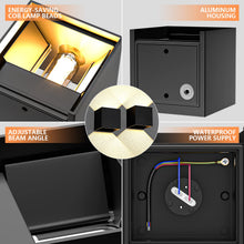 Carica l'immagine nel visualizzatore di Gallery, YrgePowk 2 Pezzi Lampade da Esterno Parete con 9W 3000K Bianco Caldo G9 Sorgente Luminosa Sostituibile，Moderna Applique da Esterno IP65 Impermeabile Angolo del Fascio Regolabile（Nero）