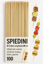 Carica l'immagine nel visualizzatore di Gallery, Set 100 Spiedini in Legno 30 cm x 3 mm – Bastoncini Lunghi per Carne, Frutta, Dolci, Panini, Barbecue e Finger Food – Na