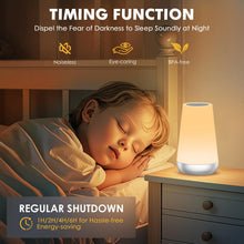 Carica l'immagine nel visualizzatore di Gallery, Auxmir Luce Notturna Bambini, Lampada da Comodino, Lampada LED Colorata con 13 Colori, Luminosità Regolabile, 3 Modi d’Illuminazione, Touch e Telecomando, Batteria Ricaricabile, Argento