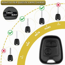 Carica l'immagine nel visualizzatore di Gallery, 2 Pezzi Guscio Chiave Auto Compatibile con Peugeot 106 107 206 207 208 306 307 308 406 407 C-itroen C1 C2 C3 C4 C5 Picas
