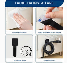 Carica l'immagine nel visualizzatore di Gallery, 50 Clip Autoadesive per Gestione Cavi Sotto Scrivania - con Sistema Gancio e Anello, Riutilizzabili, Regolabili, per PC,