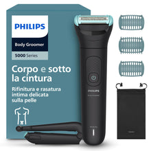Carica l'immagine nel visualizzatore di Gallery, Philips Bodygroom series 5000 - Rifinitore per uomo tripla protezione, Rifinitura e rasatura intima, Accessorio per la schiena pieghevole, Impermeabile 100%, 100 minuti di autonomia, Modello BG5480/15