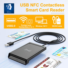 Carica l'immagine nel visualizzatore di Gallery, Lettore CIE 3.0 Carta d'identità Elettronica e Tessera Sanitaria Italiana,USB Lettore Smart Card Firma Digitale Lettore Smart contatto e contactless CIE/CRS/CNS,Lettore NFC per PC Windows 10 11 Linux
