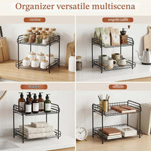 Carica l'immagine nel visualizzatore di Gallery, Romon Porta Spezie Per Cucina a 2 Livelli in Acciaio Al Carbonio Nero, Mensola Da Piano Con Grande Capacità Salvaspazio, Multifunzione per Piano Cucina, Scrivania e Angolo Caffè