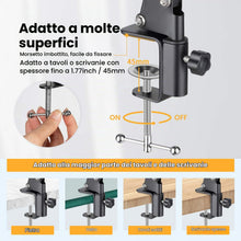 Carica l'immagine nel visualizzatore di Gallery, TARION Supporto Cellulare da Scrivania Braccio Flessibile Video dall'Alto