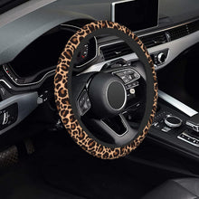 Carica l'immagine nel visualizzatore di Gallery, Rivestimento per volante auto con stampa leopardata, universale in neoprene da 38 cm/15 pollici, antiscivolo, protettore