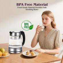 Carica l&#39;immagine nel visualizzatore di Gallery, Aigostar Chubby - Bollitore Acqua Elettrico Acciaio Inox e Vetro Trasparente Borosilicato con LED illuminazione, Senza BPA, 1,7 litri, 2200W, Filtro Rimovibile, Spegnimento Automatico, base 360º