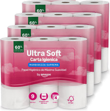 Carica l'immagine nel visualizzatore di Gallery, by Amazon, Carta Igienica Ultra Morbida, 4 Veli, 36 Rotoli (4 Confezioni da 9), 160 Strappi per Rotolo, Certificata FSC