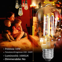 Carica l'immagine nel visualizzatore di Gallery, ZIKEY Lampadina LED E27, 10W (Equivalente a 100W), ST64 Stile Vintage Edison, Luce Bianco Caldo 2700K, 1000lm, Vetro Amb