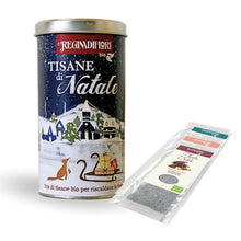 Carica l'immagine nel visualizzatore di Gallery, Regina di Fiori - Tisane del Natale. Lattina Decorata con 12 Filtri Assortiti da 3g. Biologico