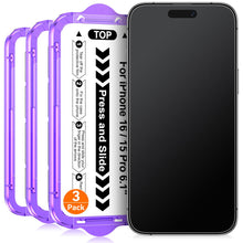 Carica l'immagine nel visualizzatore di Gallery, 3 Pezzi Pellicola Opaca per iPhone 16/15 6,1 Pollici, Vetrino Vetro Temperato Opaco HD con Strumento di Auto-Installazio