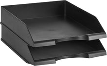 Carica l'immagine nel visualizzatore di Gallery, Amazon Basics Rettangolare Fogli Ripiano portacorrispondenza da scrivania, per ufficio, impilabile, confezione da 2, Formato per Fogli A4, 33.8 x 25.4 x 6.4 cm, Nero