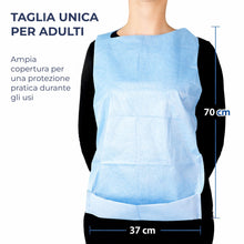 Carica l'immagine nel visualizzatore di Gallery, Bavaglini monouso impermeabili - Bavaglio monouso per adulti | 2 Veli Carta 18 gsm + PE 10 gsm | Bavaglini Alta Assorben
