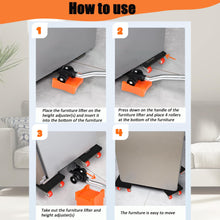 Carica l'immagine nel visualizzatore di Gallery, Qingning Kit Sollevatore per Mobili,Set per Spostare Mobili Pesanti,4 Ruote