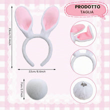 Carica l'immagine nel visualizzatore di Gallery, Accessori Coniglio Costume 2 Pezzi Orecchie e Coda da Coniglio Cerchietto con Orecchie da Coniglio Cosplay per Pasqua, F