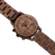 Carica l'immagine nel visualizzatore di Gallery, VICVS Orologio da uomo in legno, orologio da uomo Pterocarpus soyauxii in noce nero, cronografo multifunzione con cinturino in legno, adatto a qualsiasi polso (Walnut)