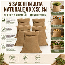 Carica l'immagine nel visualizzatore di Gallery, IPEA Sacchi in Juta di Grandi Dimensioni – 80 x 50 cm – 5 PEZZI – Sacco in Tessuto Vera Iuta per Fai da Te, Arredamento,