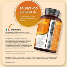 Carica l'immagine nel visualizzatore di Gallery, Vitamina C 1000mg e Rosa Canina, 180 Compresse Vegane, 1 al Giorno, 6 Mesi