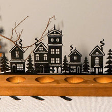Carica l'immagine nel visualizzatore di Gallery, Portacandele per Corona Avvento, Porta Candela Natalizio Candele Decorative, Portacandela Natalizio in Metallo con Supporti in Legno, Centrotavola Natalizio Avvento candele, Centro Tavola Moderno