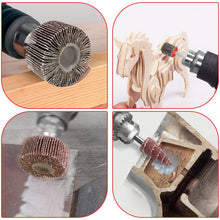 Carica l'immagine nel visualizzatore di Gallery, Fousenuk 20 pezzi Dischi Lamellari, Flap Wheel 10 Dimensioni Diverse per Lucidatura con Stelo in Metallo, Ruota Lamellar