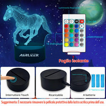 Carica l'immagine nel visualizzatore di Gallery, lampada cavallo,Luce Notturna Cavallo per Bambini, 3D cavalli Luce LED, Telecomando 16 Cambia Colore Dimmerabile, Regali