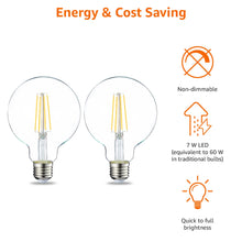 Carica l'immagine nel visualizzatore di Gallery, Amazon Basics lampadine a LED, con attacco Edison E27, piccole, a globo G93, da 7 W (equivalenti a 60 W), con filamento 