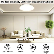 Carica l'immagine nel visualizzatore di Gallery, OUILA Plafoniera LED Soffitto 24W, Lampada da Soffitto 4000K 2000LM Plafoniera Bagno IP44 Impermeabile Rotonda Ø28CM Lam