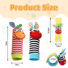 Carica l'immagine nel visualizzatore di Gallery, Vicloon Baby Rattle, 4 Pack Neonato Sonagli Calzini da Polso a Sonaglio per Bambini, Sonagli sensoriali, Giocattoli Soff