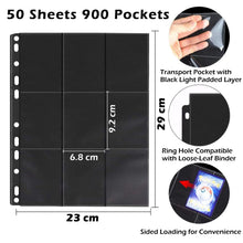 Carica l'immagine nel visualizzatore di Gallery, PALUDO 900 Tasche Raccoglitore Carte Collezionabili, Binder Album Carte 50 Pagine per 18-Tasche, Buste per Carte Trading Card Sleeves Fogli per Raccoglitore ad Anelli A4 Binder Photocard Collezione