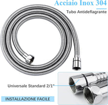 Carica l'immagine nel visualizzatore di Gallery, Vinabo Doccino per Doccia con Tubo 1,5m, Soffione Doccia 5 Getti Cromato
