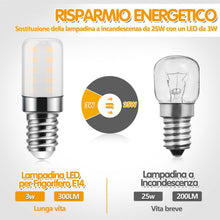 Carica l'immagine nel visualizzatore di Gallery, Ddlisu Lampadina LED per frigorifero E14, 3W Bianco Caldo 3000K, 300LM, Lampade a Vite Edison E14 per Frigorifero, Cappa
