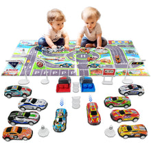 Carica l&#39;immagine nel visualizzatore di Gallery, TOYABI 21 pezzi Macchinine per Bambini Set, 10 Macchinine Metallo con Lanciatore/Blocco Stradale/Tappeto da Gioco per Bambini/Borsa per il Trasporto, Ragazzi e Ragazze 2, 3, 4 Anni e Più