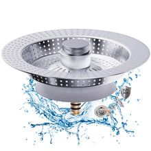 Carica l'immagine nel visualizzatore di Gallery, Tappo lavandino cucina e filtro lavandino combinato, 3 in 1 tappo lavello cucina in acciaio inox e filtro lavandino cuci