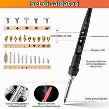 Carica l'immagine nel visualizzatore di Gallery, Set di penna per pirografia e saldatore per pirografia 71 in 1, 80 W, LED, temperatura regolabile 180-500 °C, con interr