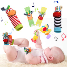 Carica l'immagine nel visualizzatore di Gallery, Vicloon Baby Rattle, 4 Pack Neonato Sonagli Calzini da Polso a Sonaglio per Bambini, Sonagli sensoriali, Giocattoli Soff