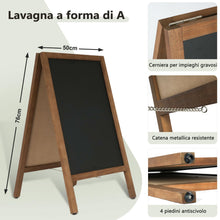 Carica l'immagine nel visualizzatore di Gallery, Lavagna nera con cavalletto, 50x76cm Lavagna magnetica bifacciale, lavagna cancellabile con cornice in legno per ristoranti e negozi all'aperto