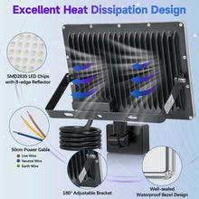 Carica l'immagine nel visualizzatore di Gallery, YIQIBRO Faretto LED da Esterno con Sensore di Movimento 100W 6500K, 1 Pezzi