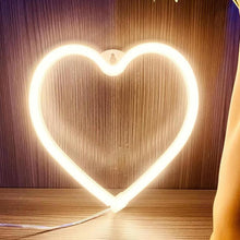 Carica l'immagine nel visualizzatore di Gallery, Segno al neon LED a forma di cuore, luce al neon con cuori d'amore per la camera da letto rosa delle ragazze, lampada a 