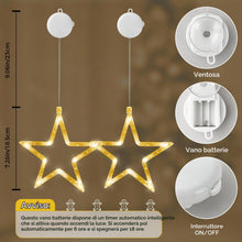 Carica l'immagine nel visualizzatore di Gallery, CNMTCCO Luci natalizie a LED, 2 pezzi, 10 LED, con ventose, timer, funzionamento a batteria, per finestre, decorazioni n