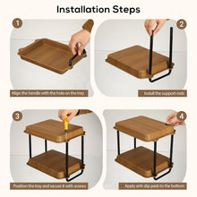 Carica l'immagine nel visualizzatore di Gallery, VINATO Scaffale 2 Ripiani, Organizzatore per Cucina in Acciaio al Carbonio con Aspetto Legno, Aste di Supporto Rinforzate, per Piano di Lavoro, Cucina, Bagno, Ufficio