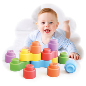 QUERCETTI-Quercetti-4141 MOMY Soft, Giochi di Costruzioni in plastica Morbida per la Prima Infanzia, 12 Pezzi, Multicolore