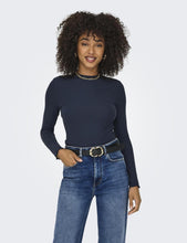 Carica l'immagine nel visualizzatore di Gallery, ONLY Onlemma L/S Noos Jrs-Maglietta a Collo Alto Maglia a Maniche Lunghe, Blue/Dettaglio: mélange, S Donna