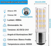 Carica l'immagine nel visualizzatore di Gallery, Ba15d LED 12v 24v Lampadina 5W, B15 Doppio Contatto Baionetta Sbc, Bianco Caldo 3000K Equivalente a Lampadina Alogena da